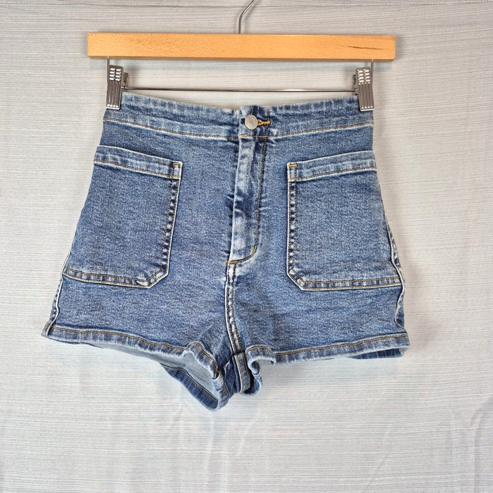 Wilfred Free Shorts Womens 2 Aritzia Stretch Denim High Rise Medium Wash Summer
